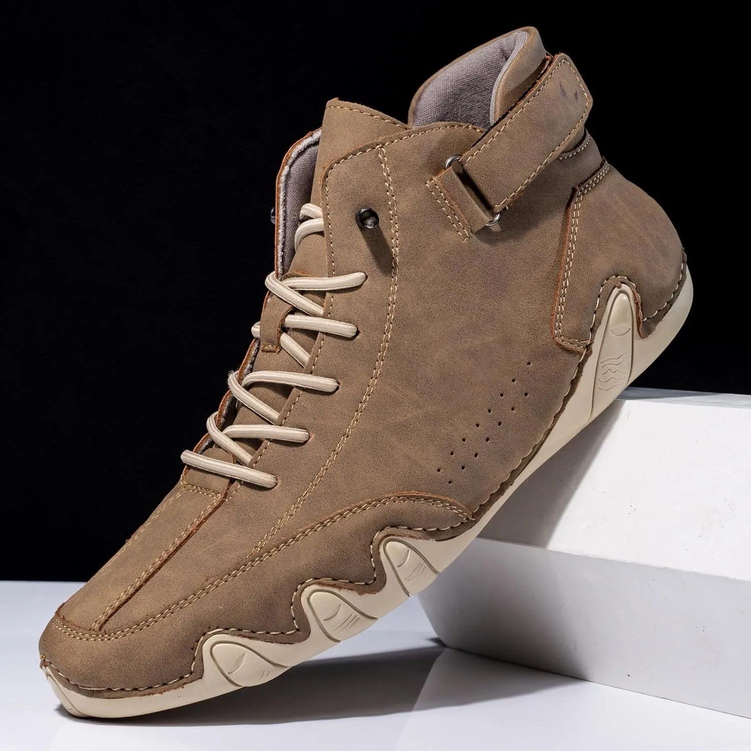 Men's Slip Shoes Couple's New Foreign Trade High Top Boots Men And Women Leisure Short Boots Trend Breathable Leather