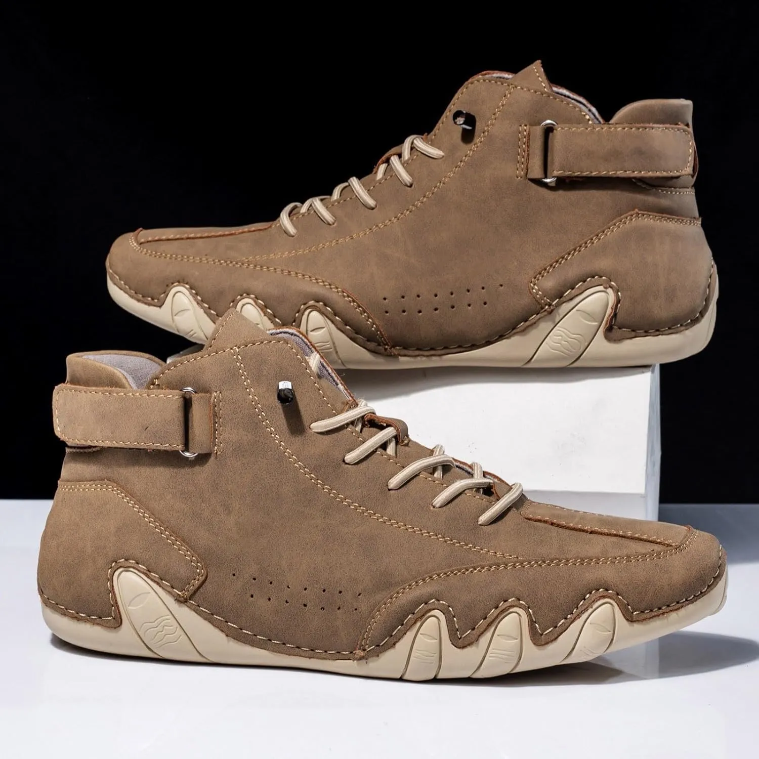 Men's Slip Shoes Couple's New Foreign Trade High Top Boots Men And Women Leisure Short Boots Trend Breathable Leather