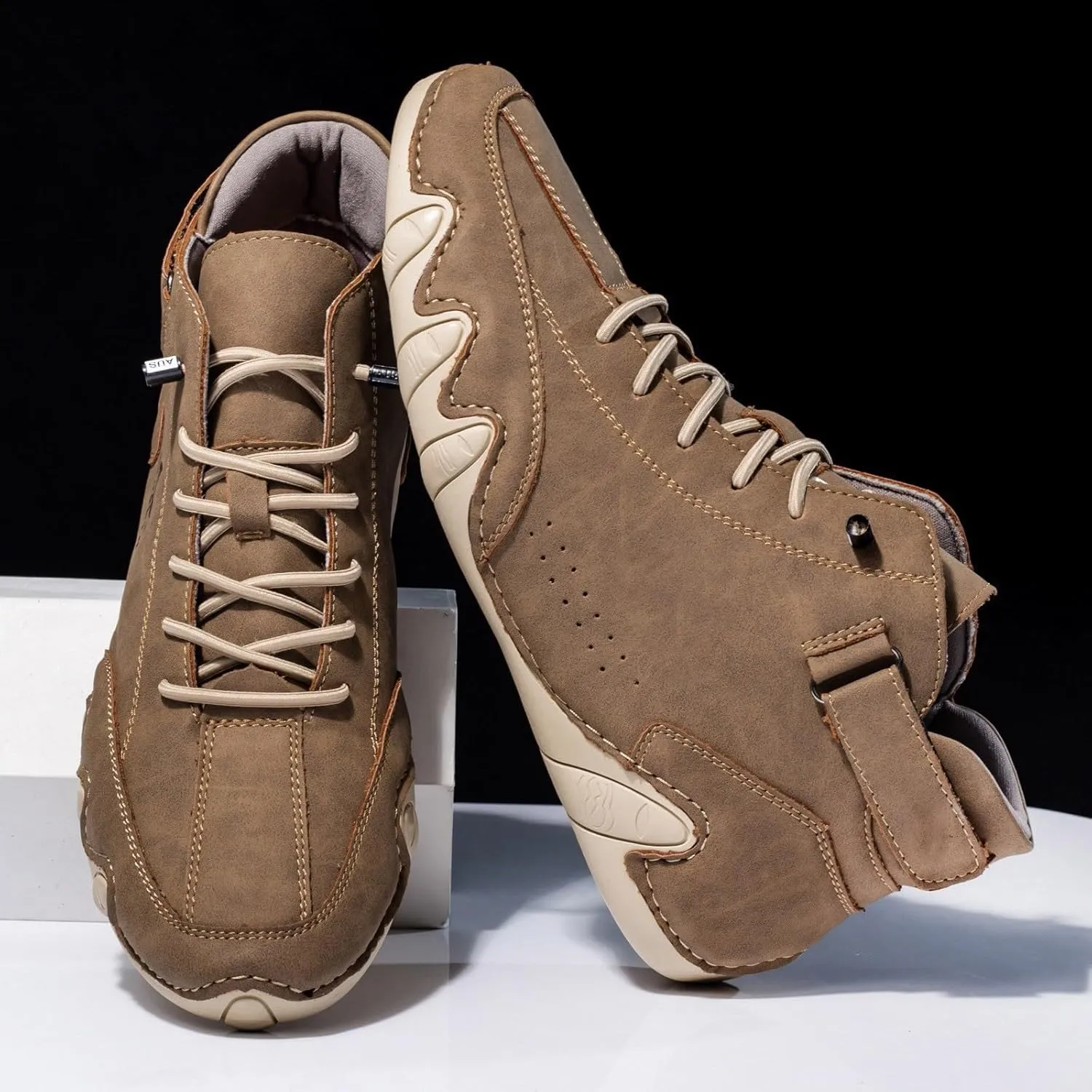 Men's Slip Shoes Couple's New Foreign Trade High Top Boots Men And Women Leisure Short Boots Trend Breathable Leather