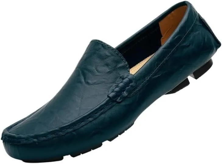Men's Solid Color PU Leather Loafers - Lightweight and Comfortable Driving Shoes with Slip-Resistant Sole, Ideal for Weddings and Casual Wear