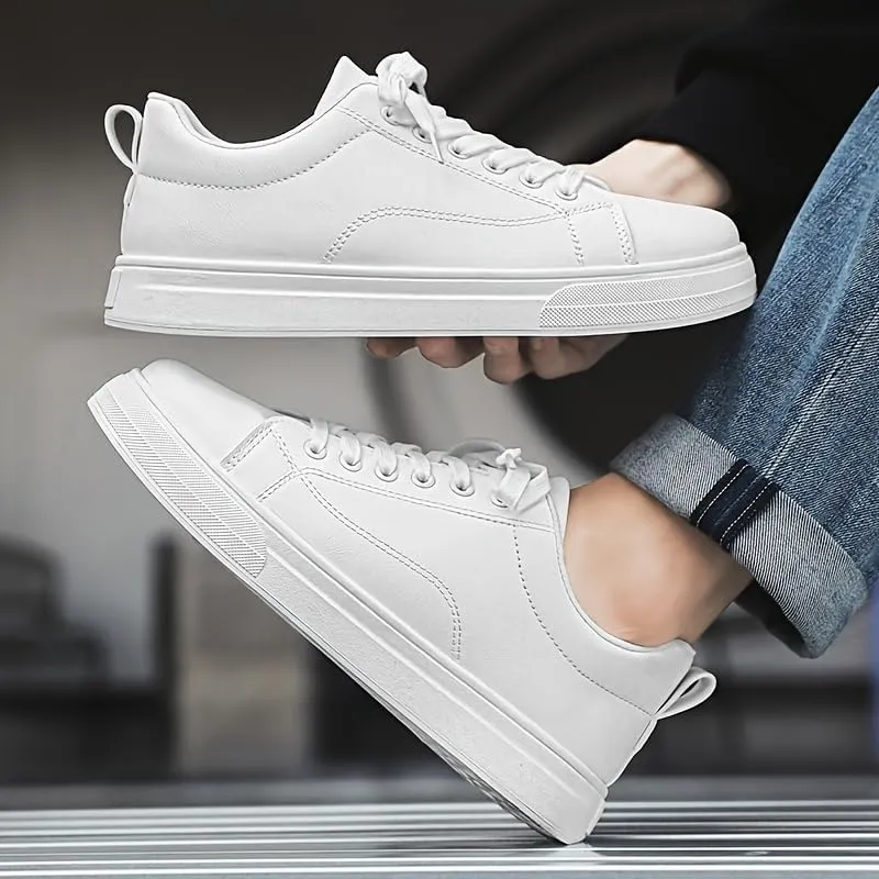 Men's Solid Skate Sheoes, Wear-Resistant Non Slip Lace-up Shoes for Outdoor Caual, Men's Street Style Footwear Comfortable Walking Shoes