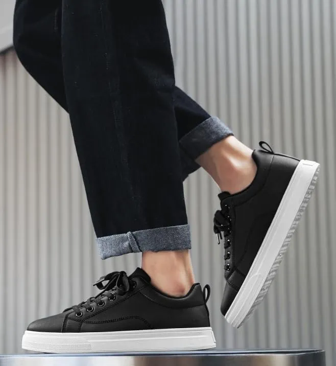 Men's Solid Skate Sheoes, Wear-Resistant Non Slip Lace-up Shoes for Outdoor Caual, Men's Street Style Footwear Comfortable Walking Shoes