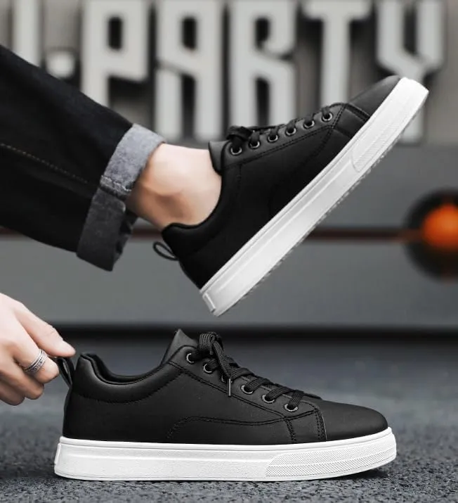 Men's Solid Skate Sheoes, Wear-Resistant Non Slip Lace-up Shoes for Outdoor Caual, Men's Street Style Footwear Comfortable Walking Shoes