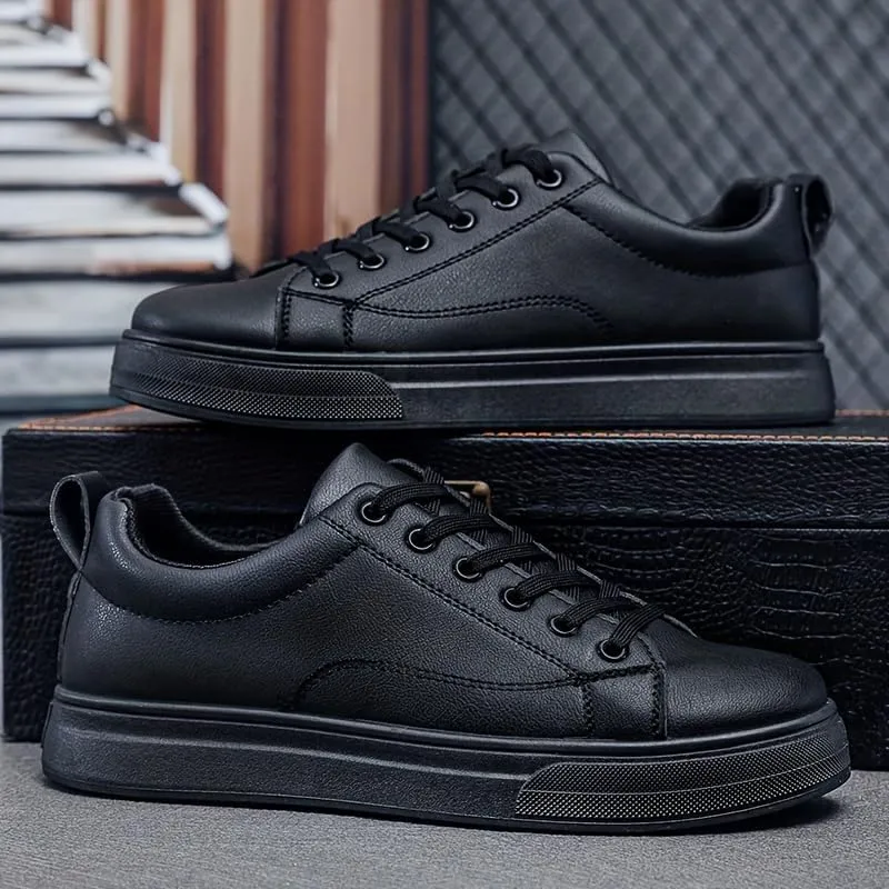 Men's Solid Skate Sheoes, Wear-Resistant Non Slip Lace-up Shoes for Outdoor Caual, Men's Street Style Footwear Comfortable Walking Shoes