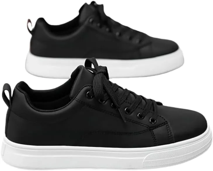 Men's Solid Skate Sheoes, Wear-Resistant Non Slip Lace-up Shoes for Outdoor Caual, Men's Street Style Footwear Comfortable Walking Shoes