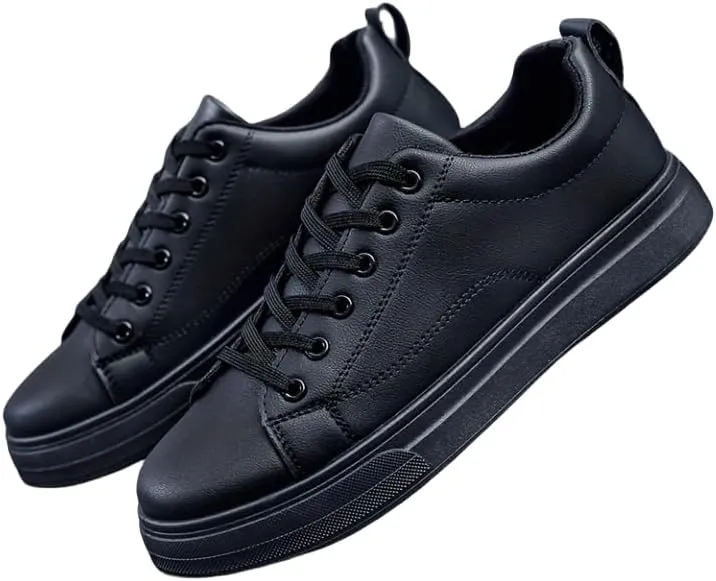 Men's Solid Skate Sheoes, Wear-Resistant Non Slip Lace-up Shoes for Outdoor Caual, Men's Street Style Footwear Comfortable Walking Shoes