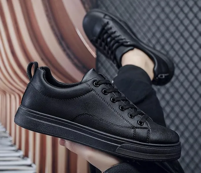Men's Solid Skate Sheoes, Wear-Resistant Non Slip Lace-up Shoes for Outdoor Caual, Men's Street Style Footwear Comfortable Walking Shoes