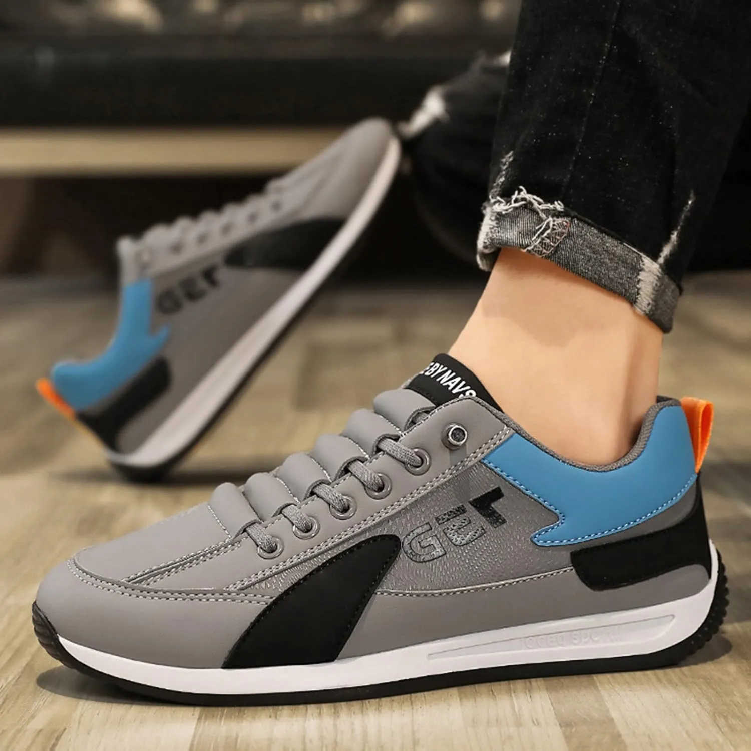 Men's Sport Breathable Mesh Shoes Casual Sneaker Mesh Breathable Walking Shoe Lightweight Elderly Slip On Shoes