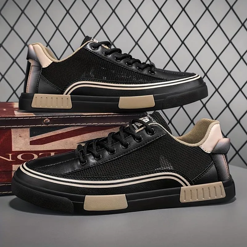 Men's Striped Color Block Skateboard Shoes Lace Up Breathable Outdoor Walking Wandering Street Jogging All Seasons