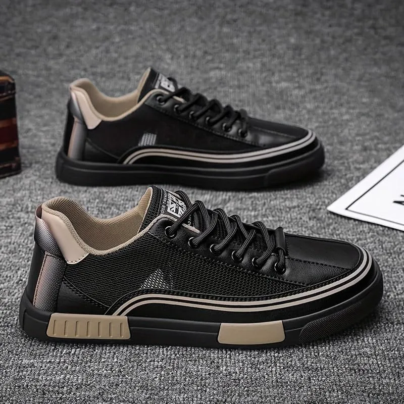 Men's Striped Color Block Skateboard Shoes Lace Up Breathable Outdoor Walking Wandering Street Jogging All Seasons