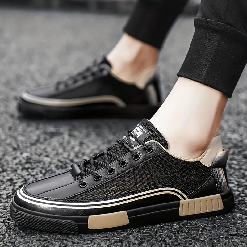 Men's Striped Color Block Skateboard Shoes Lace Up Breathable Outdoor Walking Wandering Street Jogging All Seasons