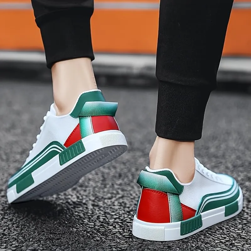 Men's Striped Color Block Skateboard Shoes Lace Up Breathable Outdoor Walking Wandering Street Jogging All Seasons