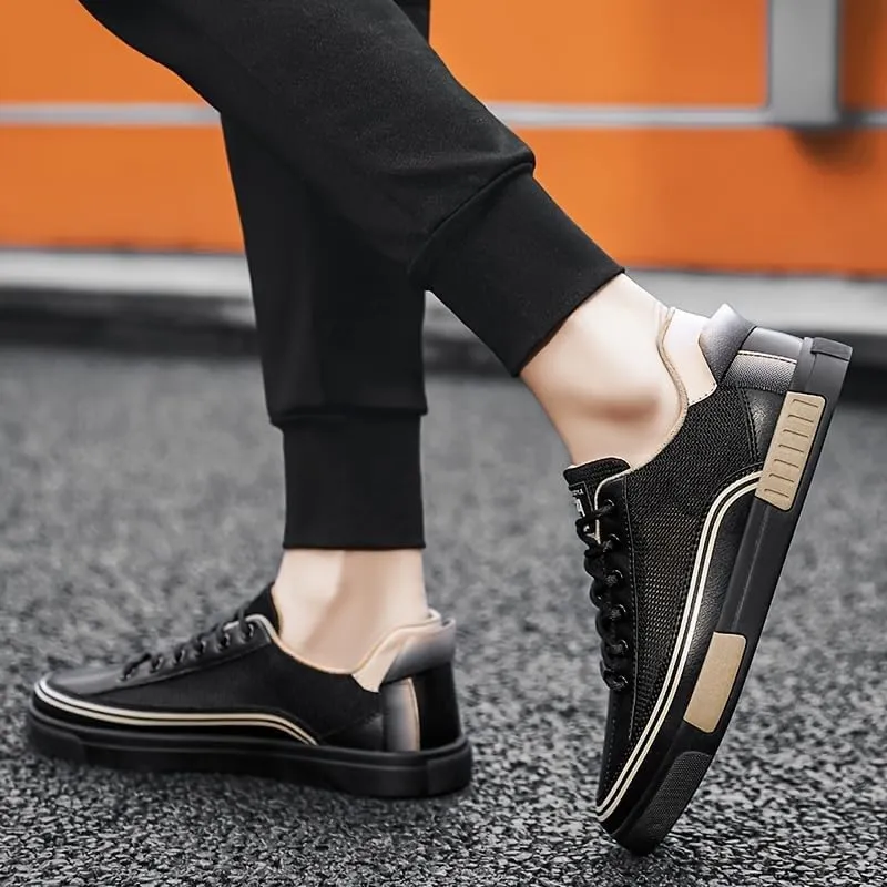 Men's Striped Color Block Skateboard Shoes Lace Up Breathable Outdoor Walking Wandering Street Jogging All Seasons