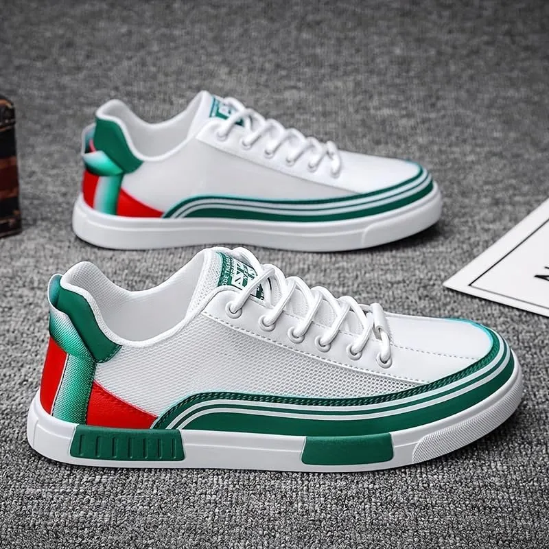 Men's Striped Color Block Skateboard Shoes Lace Up Breathable Outdoor Walking Wandering Street Jogging All Seasons