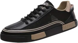 Men's Striped Color Block Skateboard Shoes - Lace Up Breathable Sneakers for Outdoor Walking Wandering Street Jogging