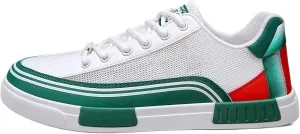 Men's Striped Color Block Skateboard Shoes with Contrasting Color Patchwork Skateboard Sneaker