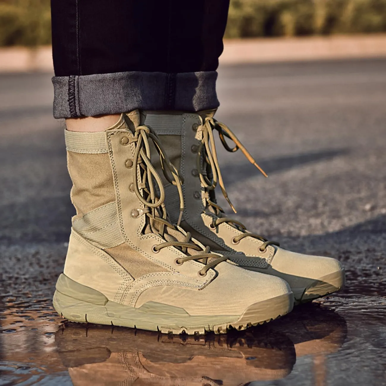 Men's Tactical Boots Military Work Combat Boots Outdoor High Top Lightweight Hiking Boots