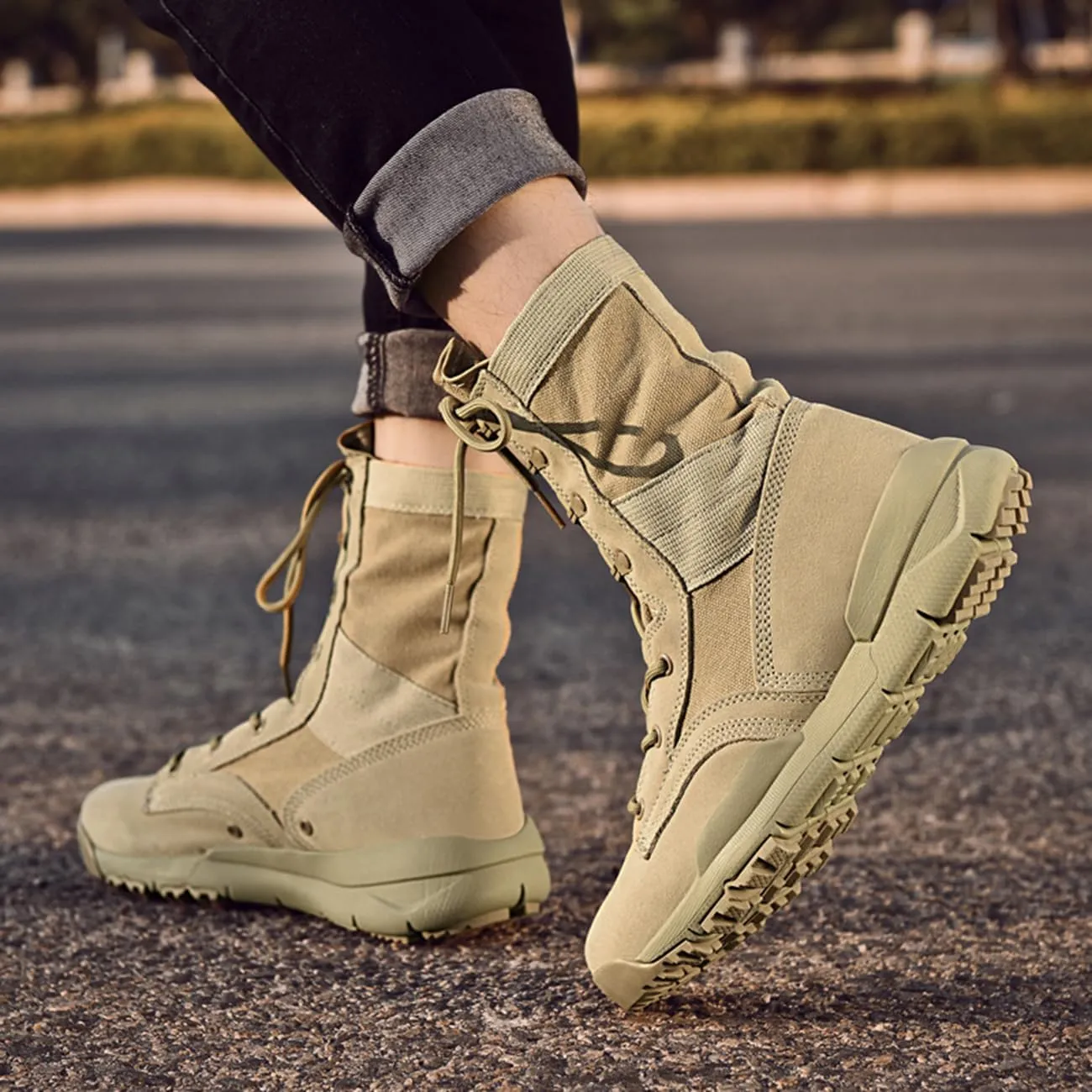 Men's Tactical Boots Military Work Combat Boots Outdoor High Top Lightweight Hiking Boots