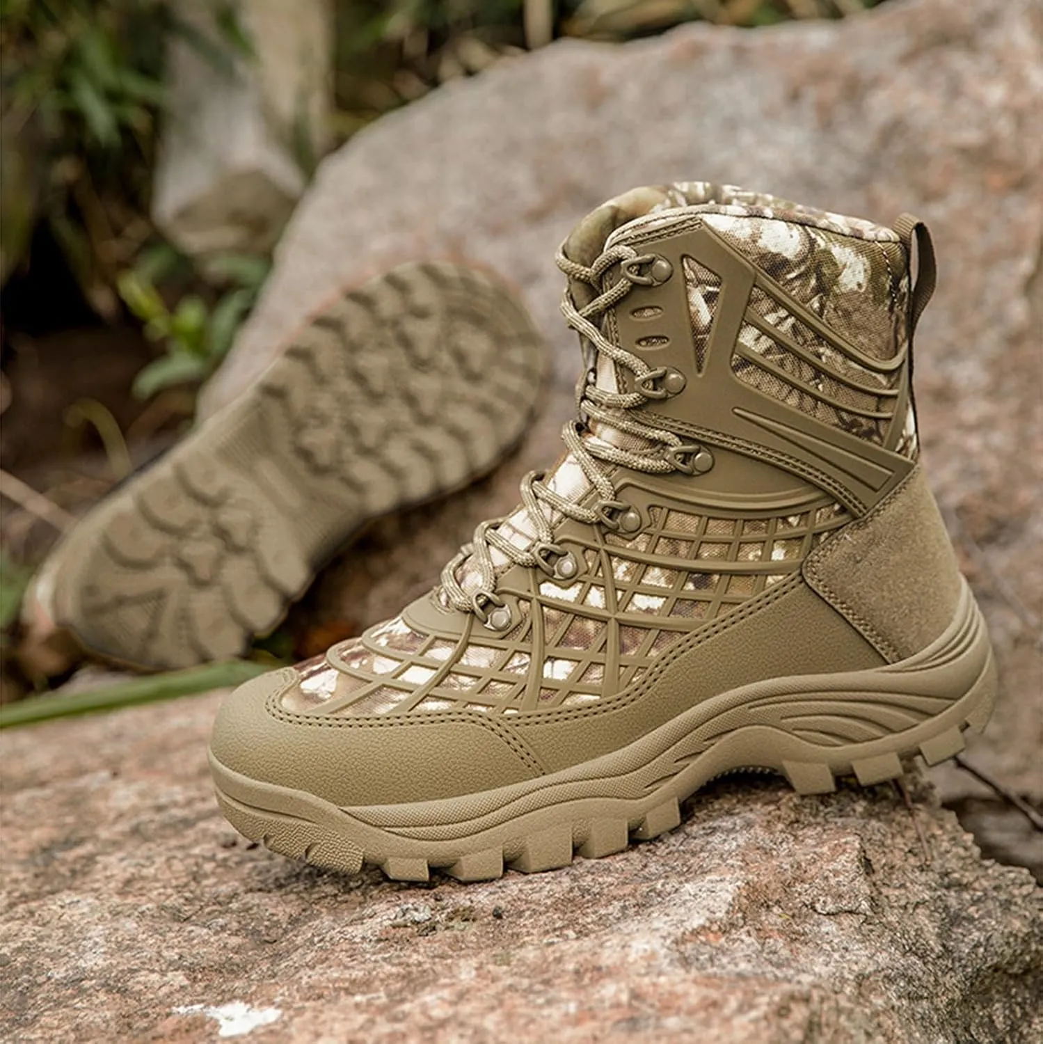 Men's Tactical Boots,Lightweight Outdoor Hiking Boots, Breathable and Anti Slip Men's Boots, High Top Shoes, Hiking Boots, Combat Boots