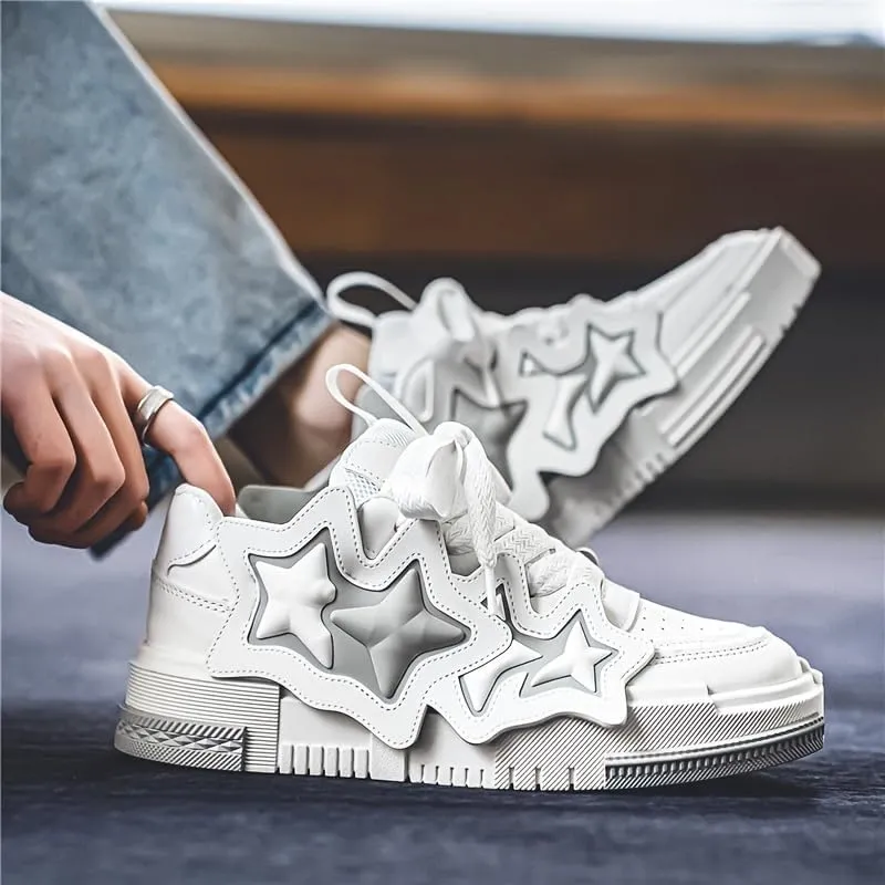 Men's Trendy Colour Block Platform Skate Shoes, Non-Slip Lace-Up Sneakers for Casual Street Style and Outdoor Activities