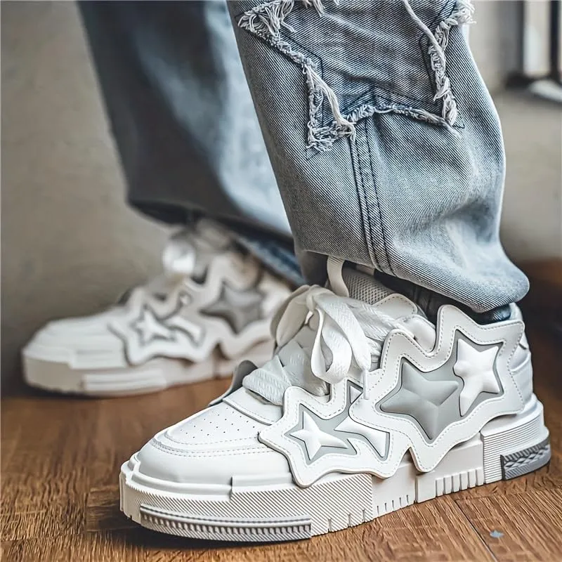 Men's Trendy Colour Block Platform Skate Shoes, Non-Slip Lace-Up Sneakers for Casual Street Style and Outdoor Activities