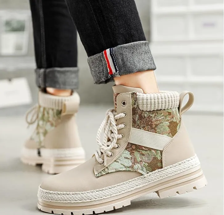Men's Trendy High-Top PU Leather Lace-Up Hiking Boots for Outdoor Activities