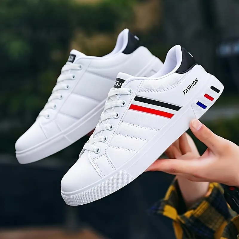 Men's Trendy Street Style Low Top Skateboard Shoes, Comfy Non Slip Lace Up Durable Sneakers for Men's Outdoor Activities