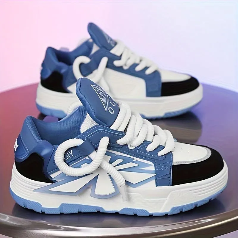 Men's Trendy Street Style Skate Shoes, Comfy Non Slip Casual Sneakers for Men's Outdoor Activities