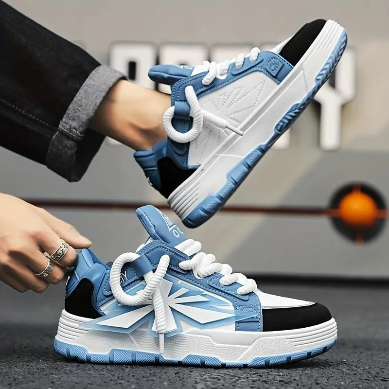 Men's Trendy Street Style Skate Shoes, Comfy Non Slip Casual Sneakers for Men's Outdoor Activities