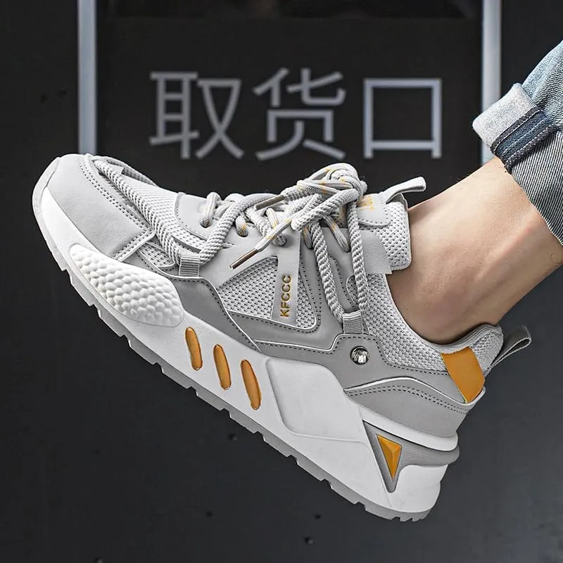 Men's Trendy Street Style Skate Shoes, Comfy Non Slip Lace Up Casual Sneakers for Men's Outdoor Activities