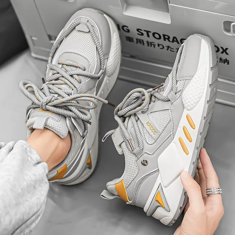 Men's Trendy Street Style Skate Shoes, Comfy Non Slip Lace Up Casual Sneakers for Men's Outdoor Activities