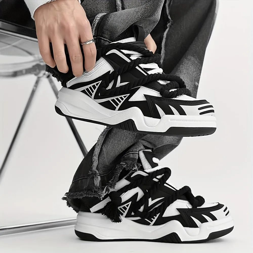 Men's Trendy Stylish Sneakers, Comfortable Wear-Resistant Skateboard Shoes for All Seasons, Street Style Footwear