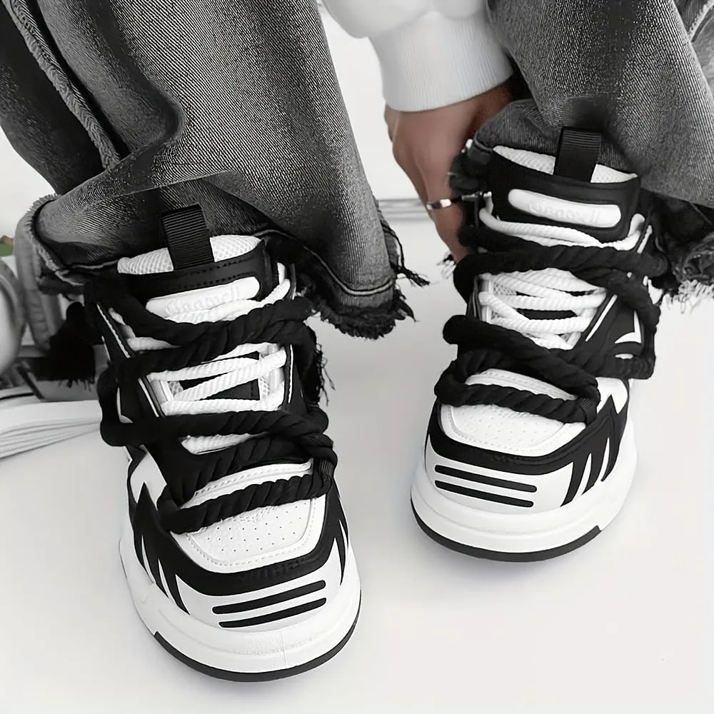 Men's Trendy Stylish Sneakers, Comfortable Wear-Resistant Skateboard Shoes for All Seasons, Street Style Footwear