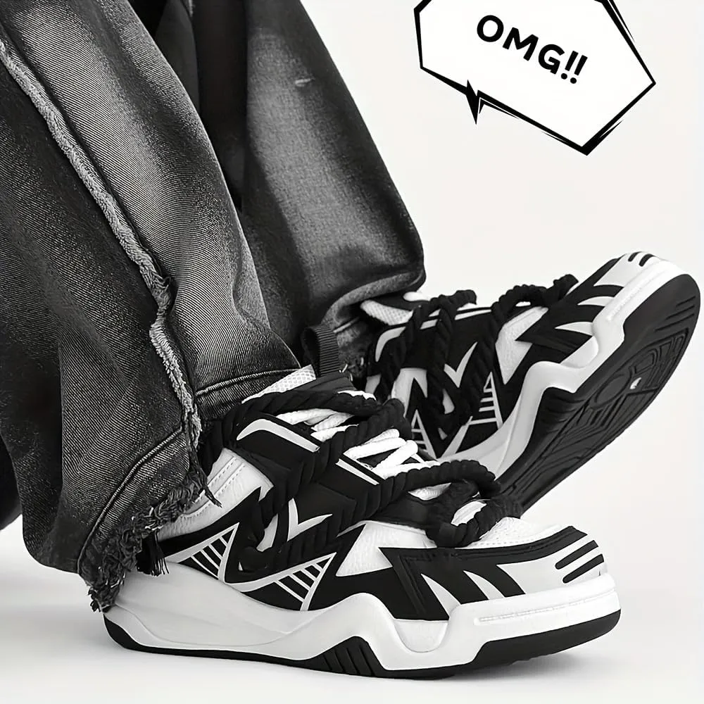 Men's Trendy Stylish Sneakers, Comfortable Wear-Resistant Skateboard Shoes for All Seasons, Street Style Footwear
