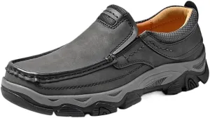 Men's Two-Tone Leather Loafers Color-Blocked Design with Rubber Traction Sole for Urban Street Style and Music Festivals