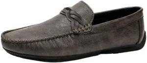 Men's Vegan Leather Loafers – Round Toe Driving Shoes, Flat Heel, Anti-Slip, Lightweight Slip-Ons for Prom and Casual Wear