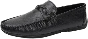 Men's Vegan Leather Loafers – Round Toe Driving Shoes, Flat Heel, Anti-Slip, Lightweight Slip-Ons for Prom and Casual Wear