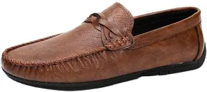Men's Vegan Leather Loafers – Round Toe Driving Shoes, Flat Heel, Anti-Slip, Lightweight Slip-Ons for Prom and Casual Wear