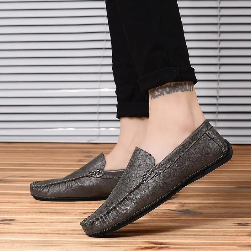 Men's Vegan Leather Loafers - Round Toe Driving Shoes, Lightweight Flexible Slip-Resistant Perfect for Parties and Everyday Wear