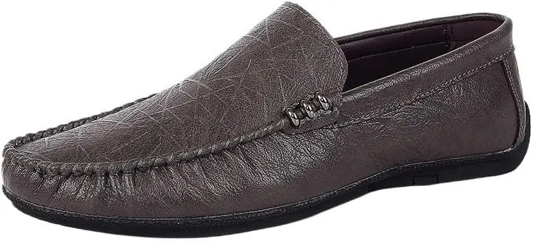 Men's Vegan Leather Loafers - Round Toe Driving Shoes, Lightweight Flexible Slip-Resistant Perfect for Parties and Everyday Wear