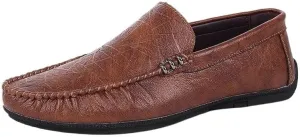 Men's Vegan Leather Loafers - Round Toe Driving Shoes, Lightweight Flexible Slip-Resistant Perfect for Parties and Everyday Wear