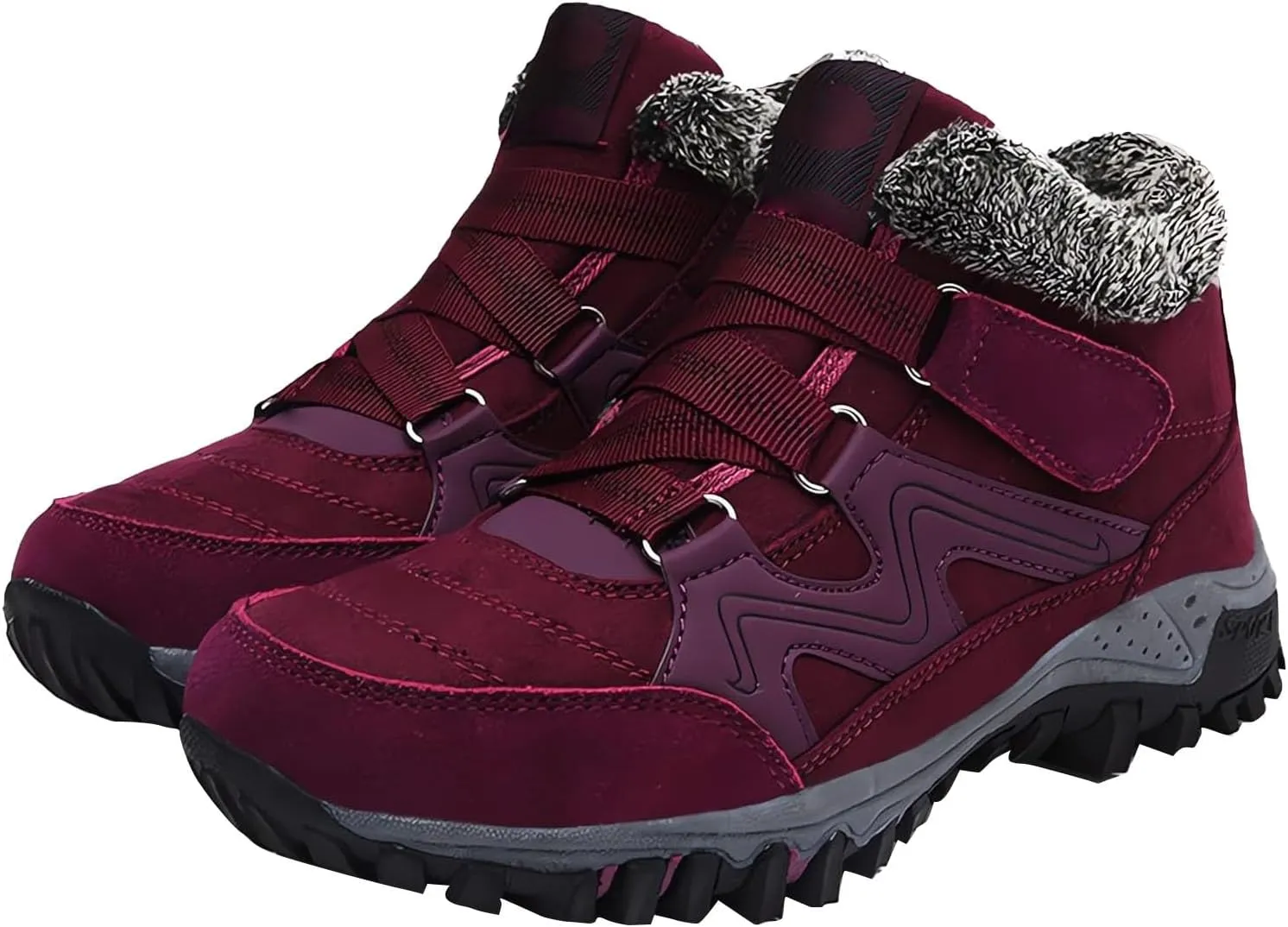 Mens Work Boots Composite Hiking Sneakers Fur Lined Ankle Boot Women's Safety Toe Shoes Non Slip Platform Shoes Slip Resistant Safety Hike Grounded Footwear