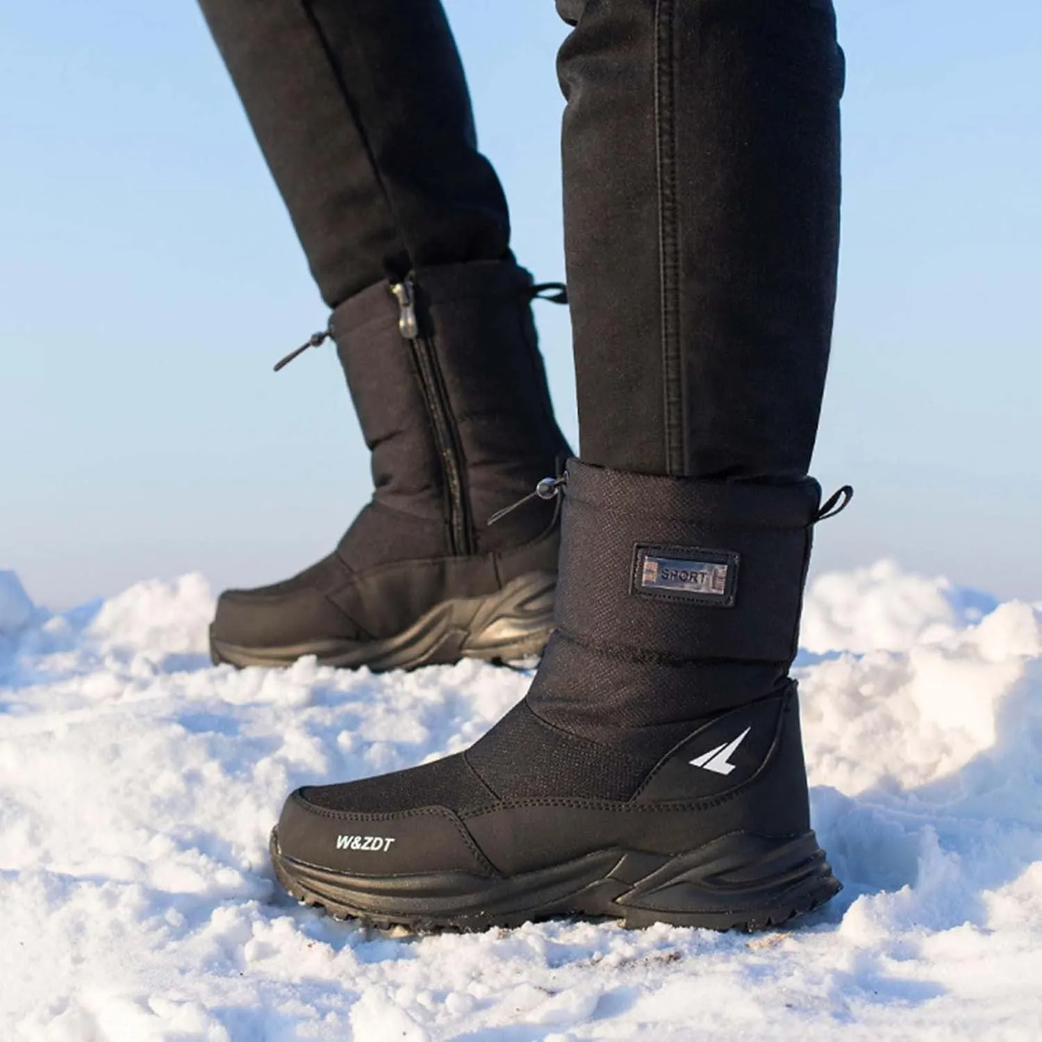 Men's Work Boots Non Steel Toe Hiking Sneakers Shoes with Fur Lined Womens Workout Shoes Wide Width Non Slip Shoes Food Service Waterproof Hike Grounded Footwear
