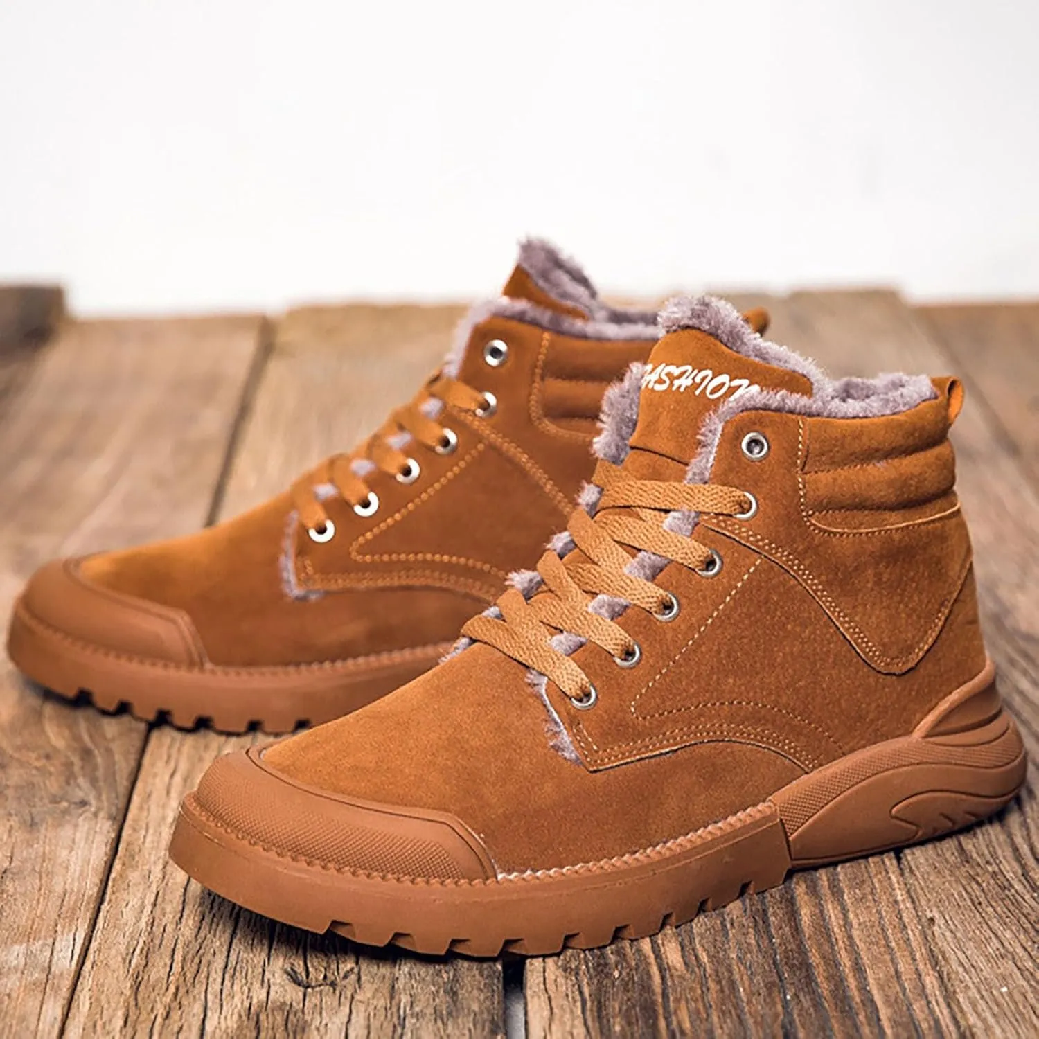 Men's Work Boots Non Steel Toe Hiking Sneakers Shoes with Fur Lined Womens Workout Shoes Wide Width Non Slip Shoes Food Service Waterproof Hike Grounded Footwear
