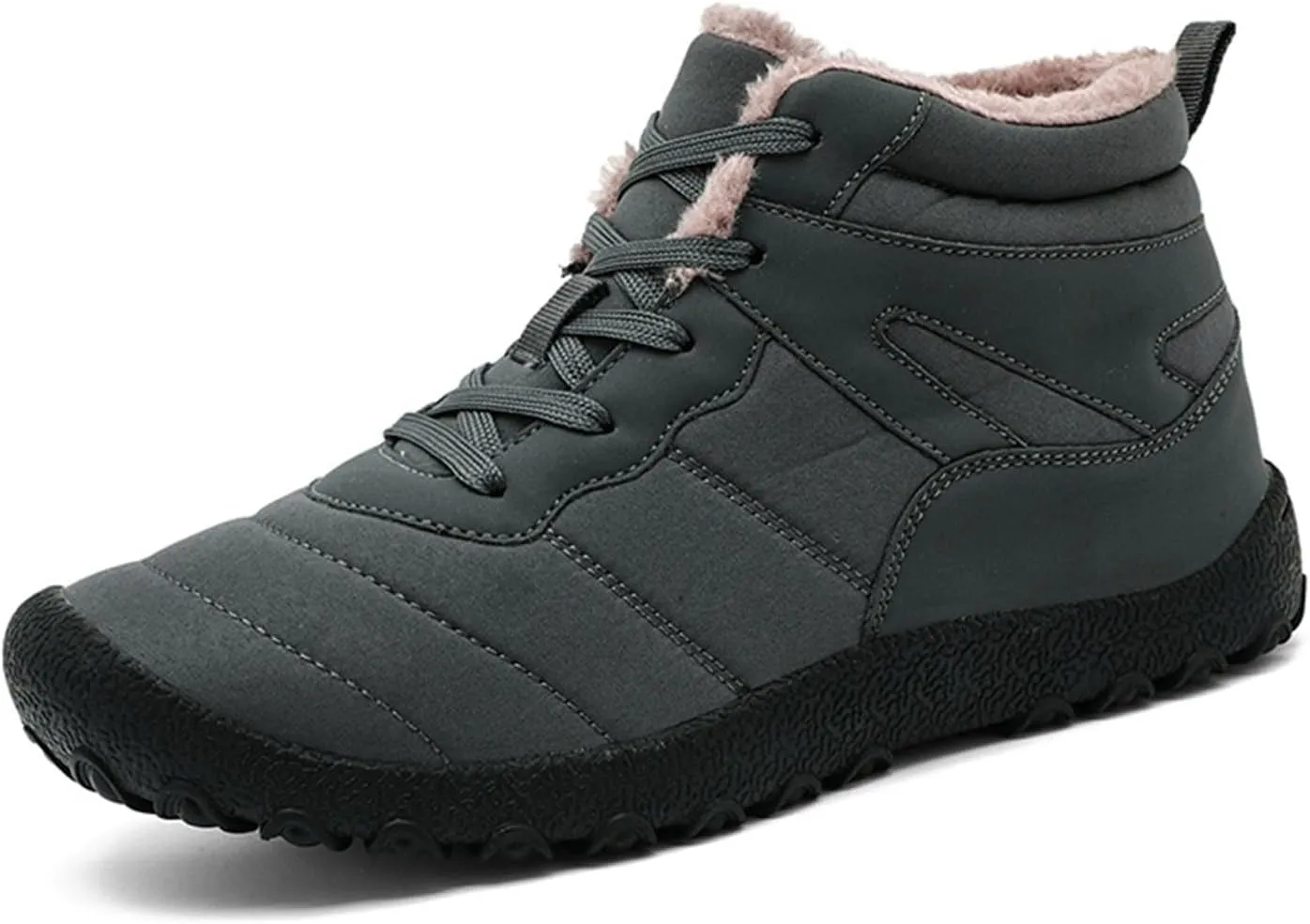 Mens Work Boots Slip On Hiking Sneakers Warm Fur Lined Women's Safety Toe Shoes Non Slip Waterproof Outdoor Shoes Lightweight Hike Grounded Footwear