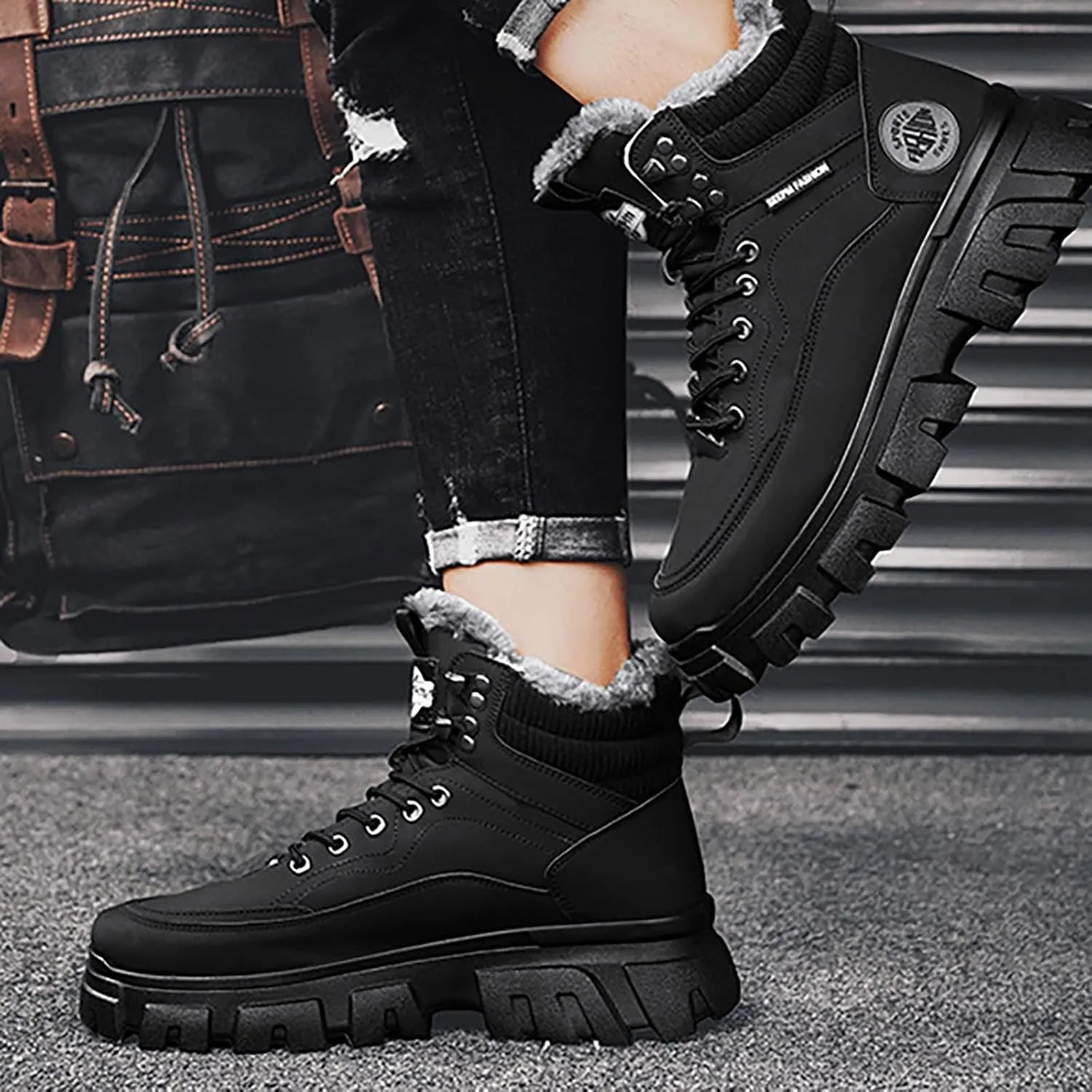 Mens Work Boots Slip On Hiking Sneakers Women's Slip On Warm Womens Working Shoes Steel Toe Slip On Platform Shoes Lightweight Comfortable Hike Grounded Footwear