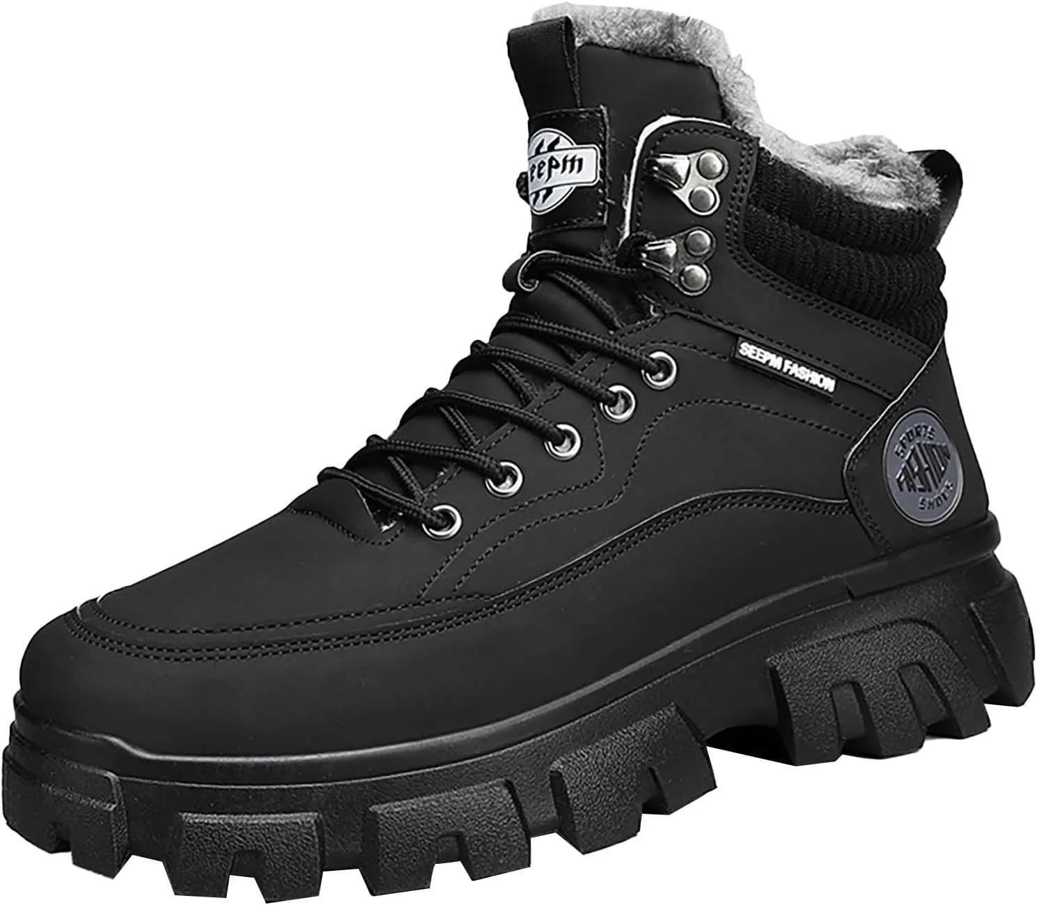 Mens Work Boots Slip On Hiking Sneakers Women's Slip On Warm Womens Working Shoes Steel Toe Slip On Platform Shoes Lightweight Comfortable Hike Grounded Footwear