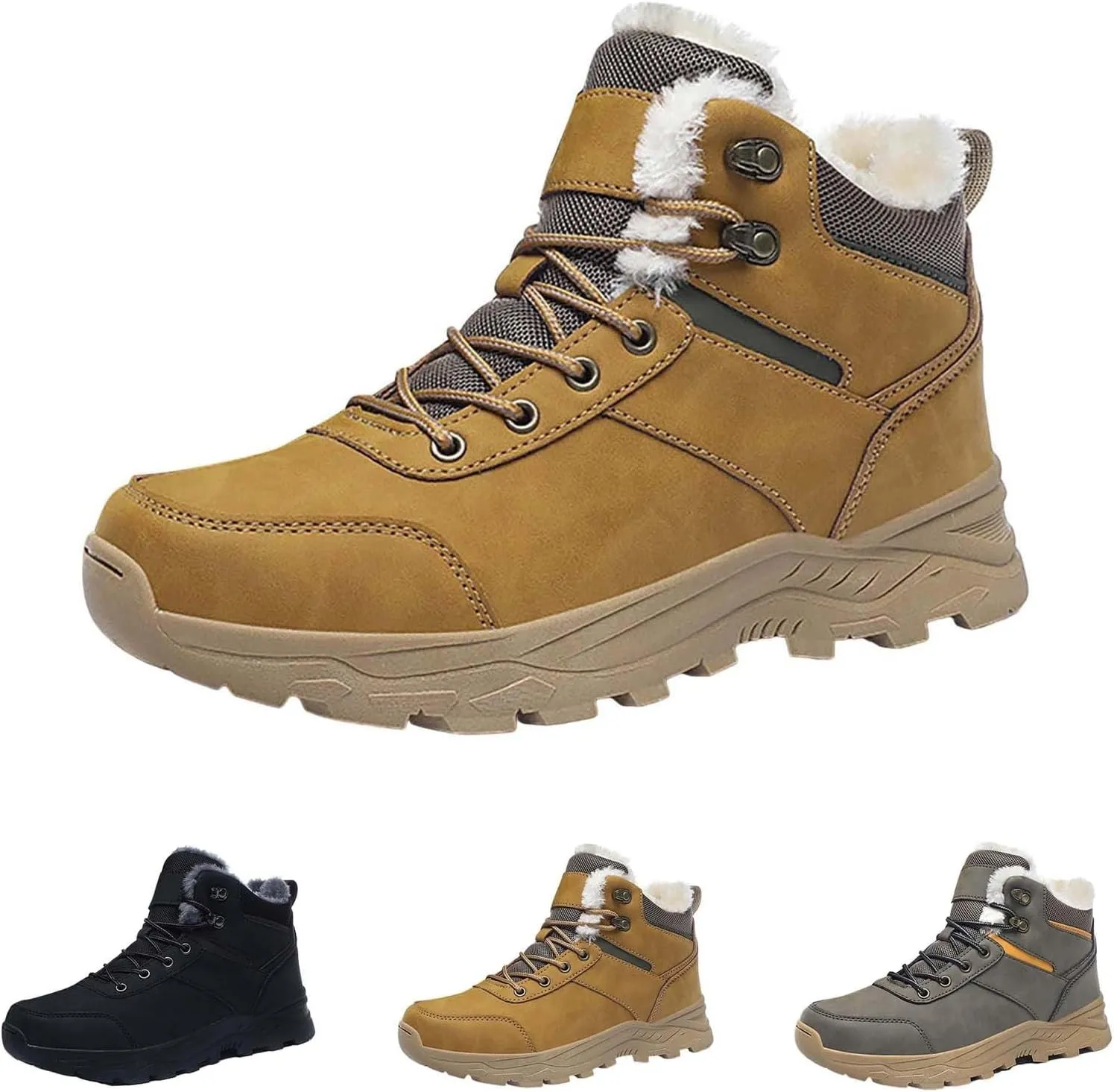Men's Work Boots Soft Toe Hiking Sneakers Fur Lined Ankle Boot Womens Working Shoes Winter Winter Backpacking Snow Botas Warm Water Hike Grounded Footwear