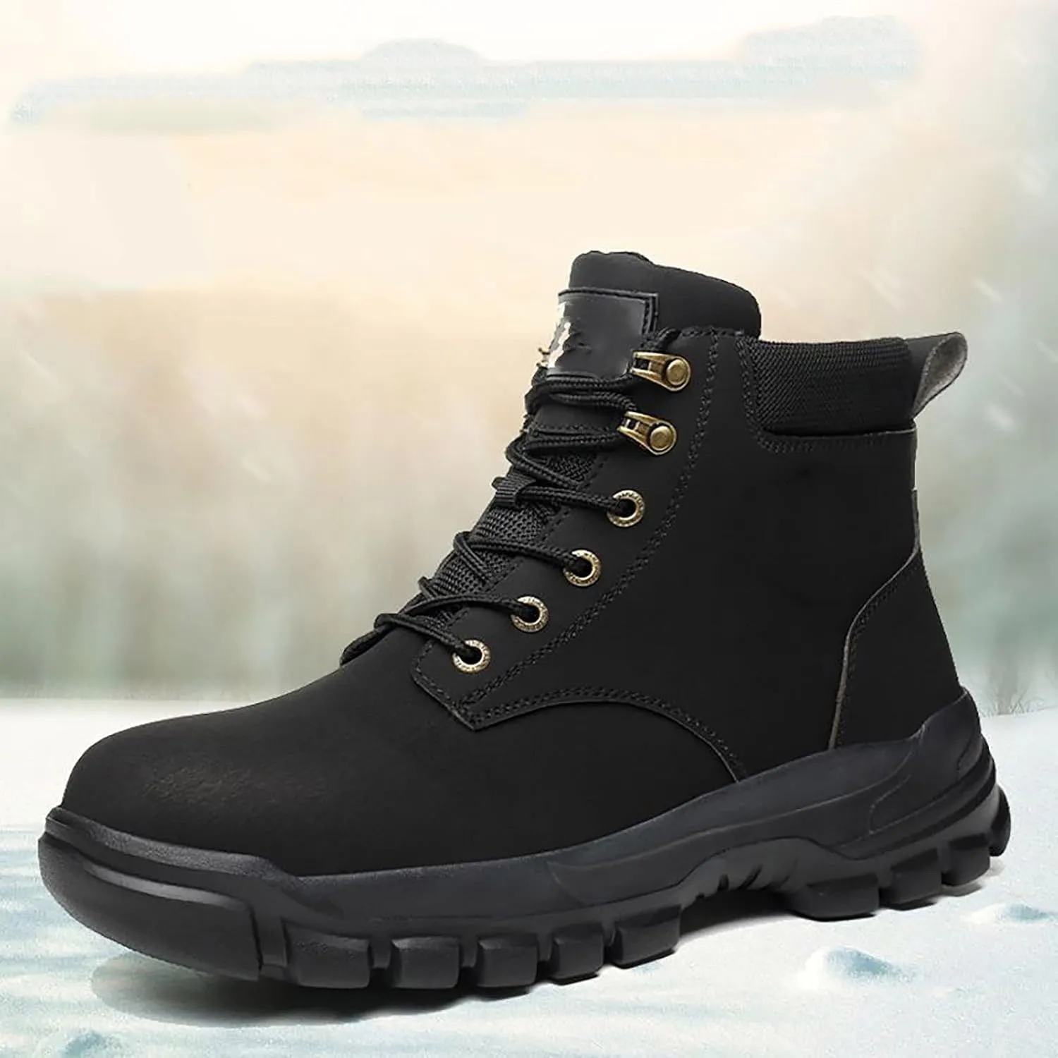 Men's Work Boots Soft Toe Hiking Sneakers Fur Lined Ankle Boot Womens Working Shoes Winter Winter Backpacking Snow Botas Warm Water Hike Grounded Footwear