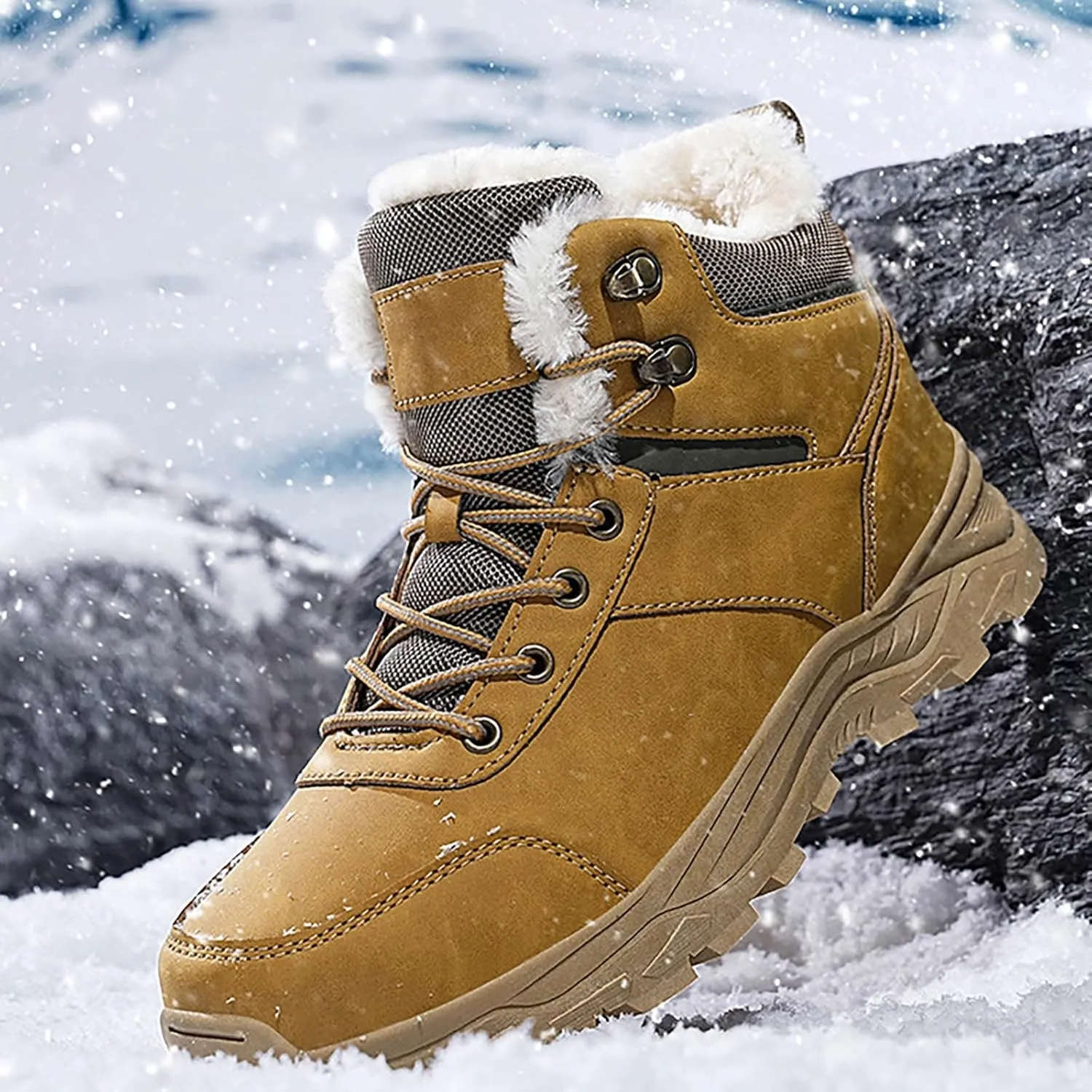 Men's Work Boots Soft Toe Hiking Sneakers Fur Lined Ankle Boot Womens Working Shoes Winter Winter Backpacking Snow Botas Warm Water Hike Grounded Footwear